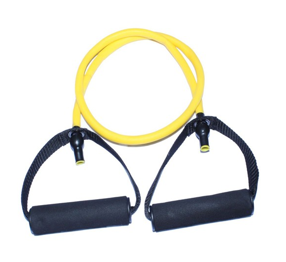 A yellow resistance band