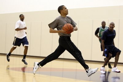 Obama playing basketball