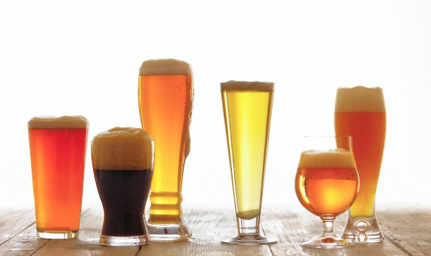 Different glasses of different types of beer