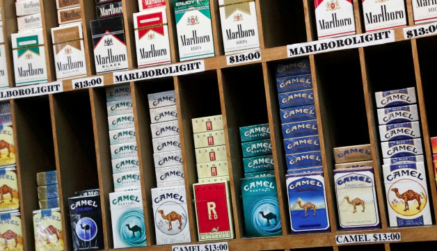 Different cigarettes at a store
