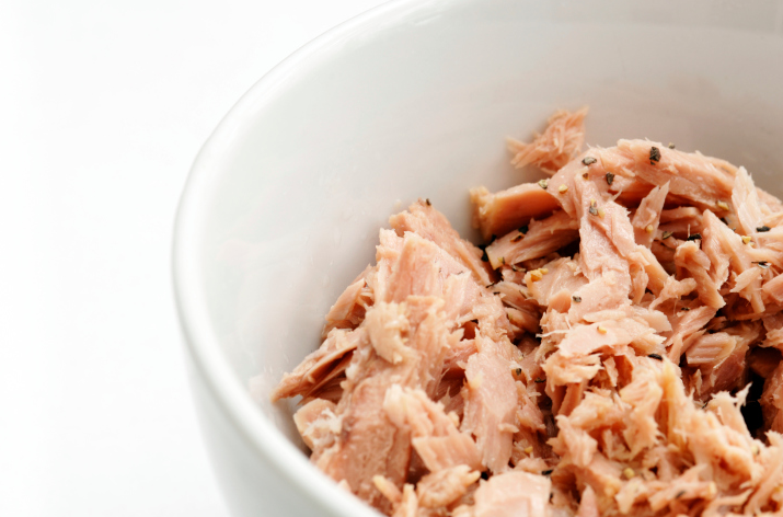 A bowl of canned tuna