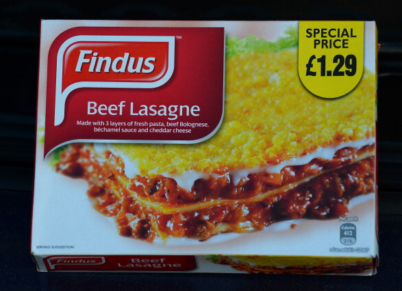 A box of Findus/Aldi Beef Lasagne