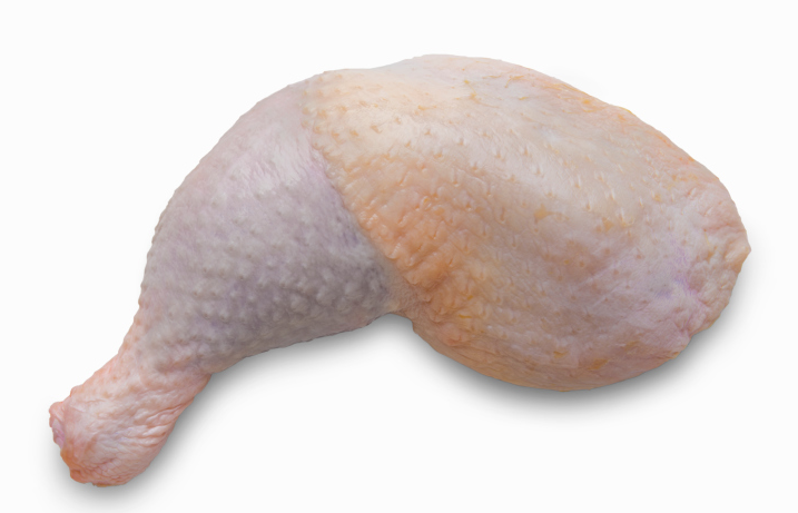 A piece of raw chicken leg