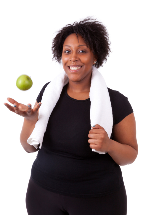African american woman fruit fitness