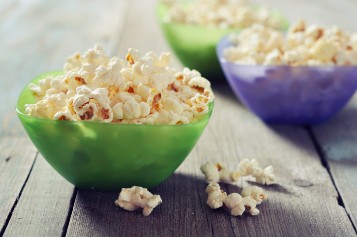 Popcorn in plastic bowls