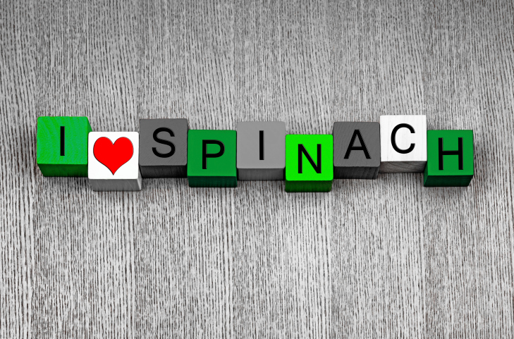 I Love Spinach, sign series for food, gardening, healthy eating.