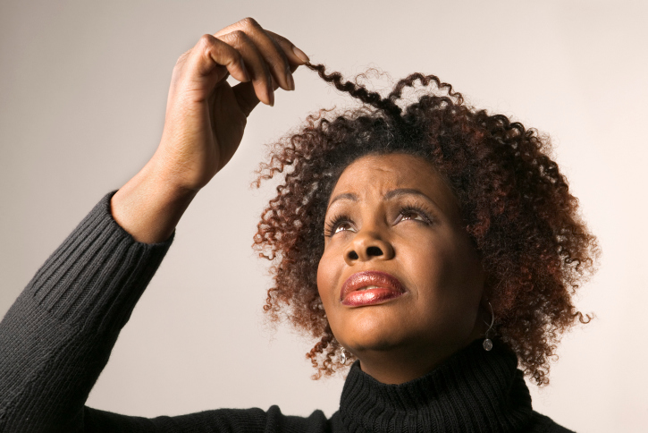 Older African American woman hair.
