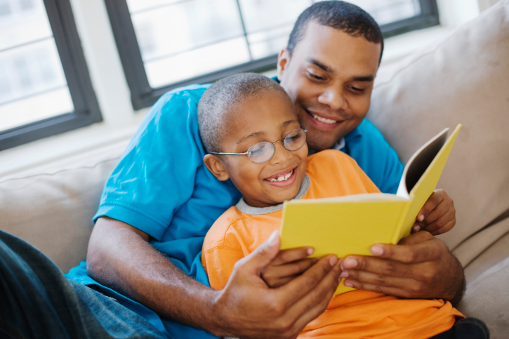 father son reading
