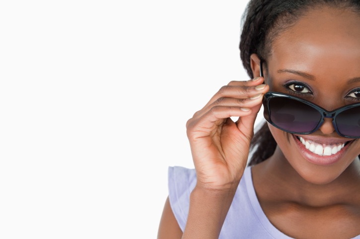 close up of woman wearing sunglasses