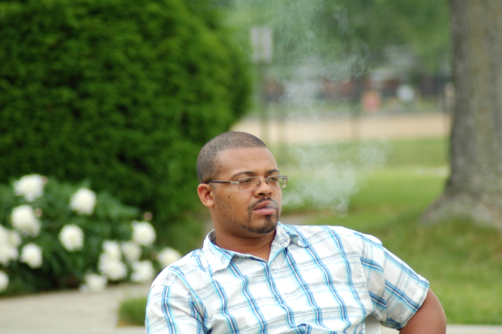 man smoking outside