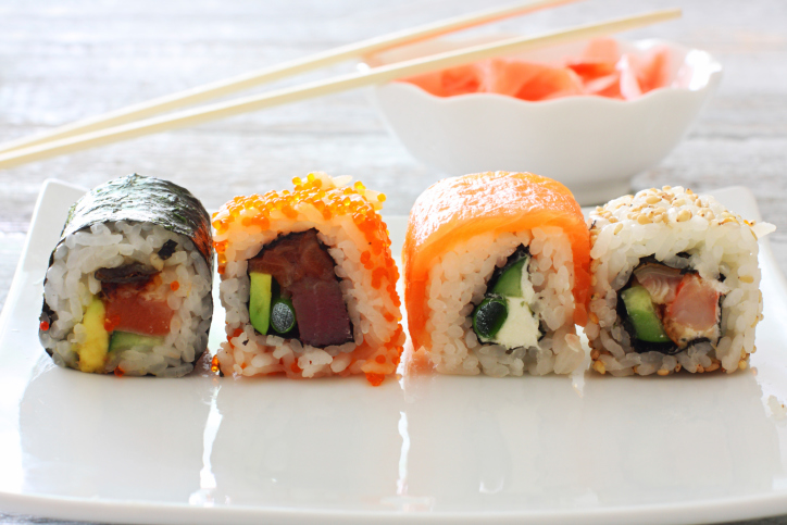 variety of sushi on a platter