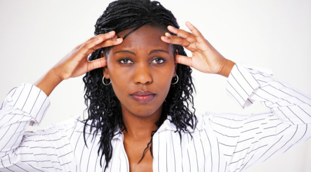 african american woman with stressed expression