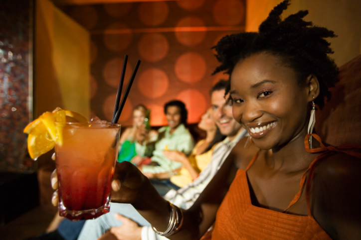 young woman with drinks