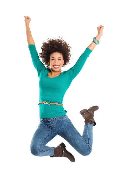 woman jumping for joy