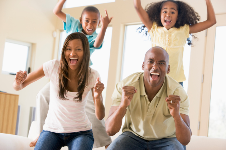 family cheering
