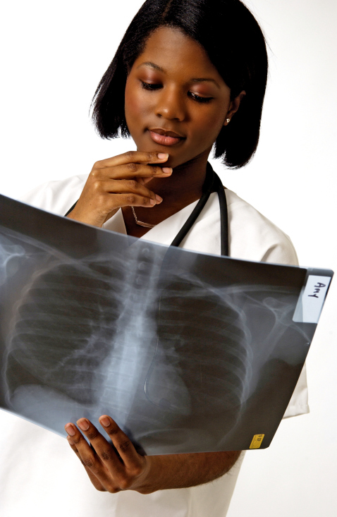 medical staff reading a xray