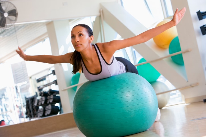 woman on stability ball
