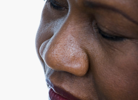 close up of older woman thinking