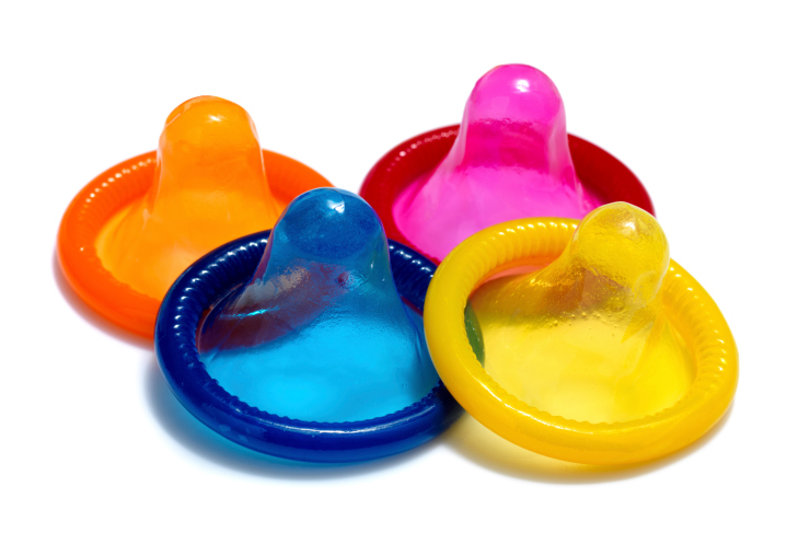4 colorful condoms