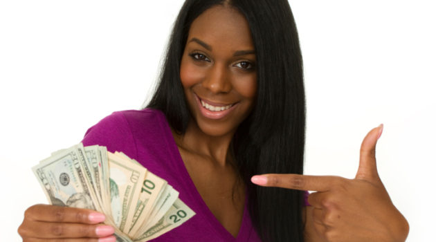 women holding money