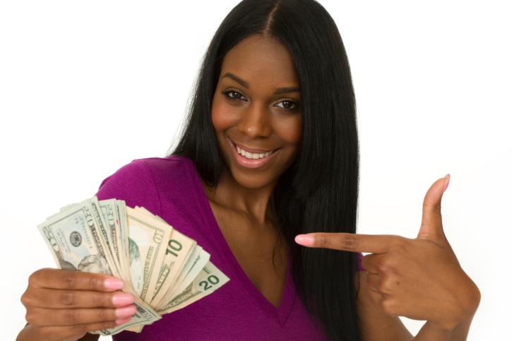 woman holding money