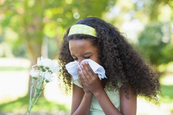young girl with allergies