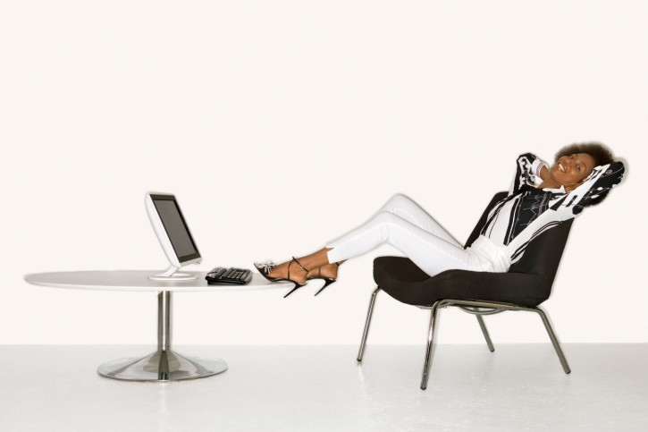 sexy woman with feet up