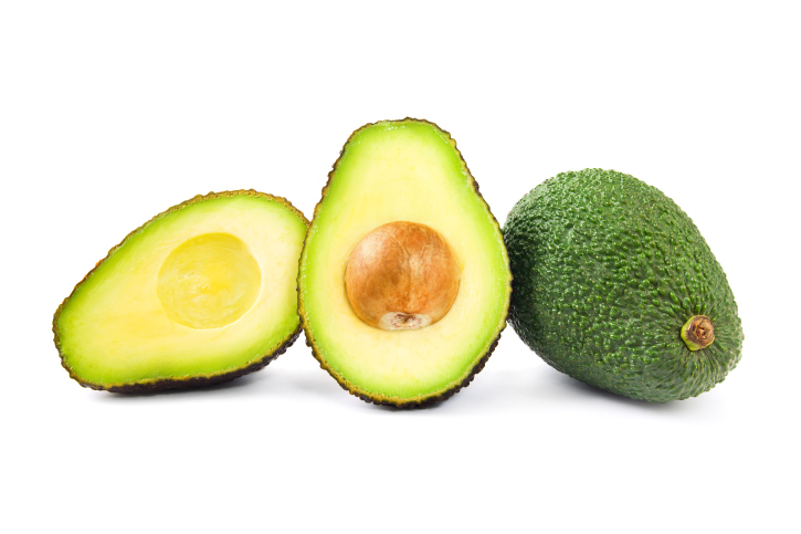 cut open half avocado