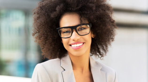 young businesswoman with long natural hair