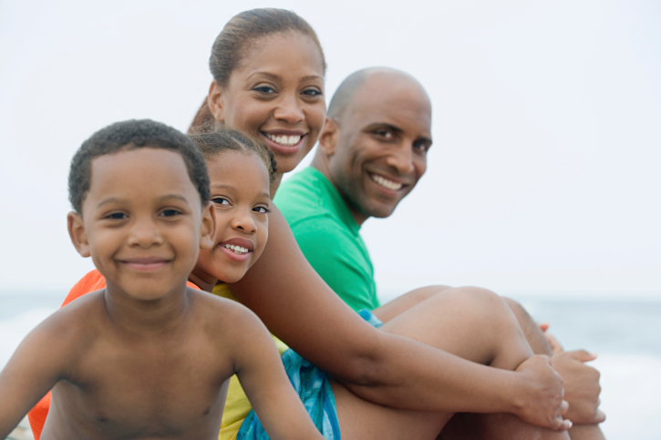 Family on beach