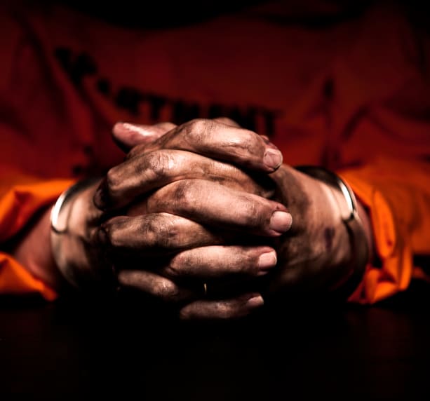 African American Black man hands in prison