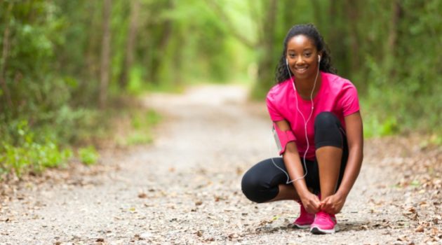 African American woman exercise trail