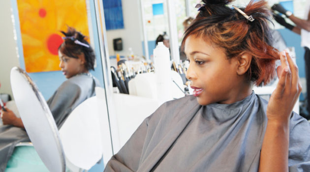 African American woman at hair salon