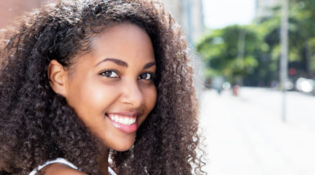 African American woman with curly natural hair