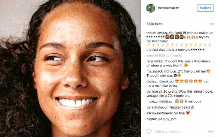 Alicia keys no make up freckles