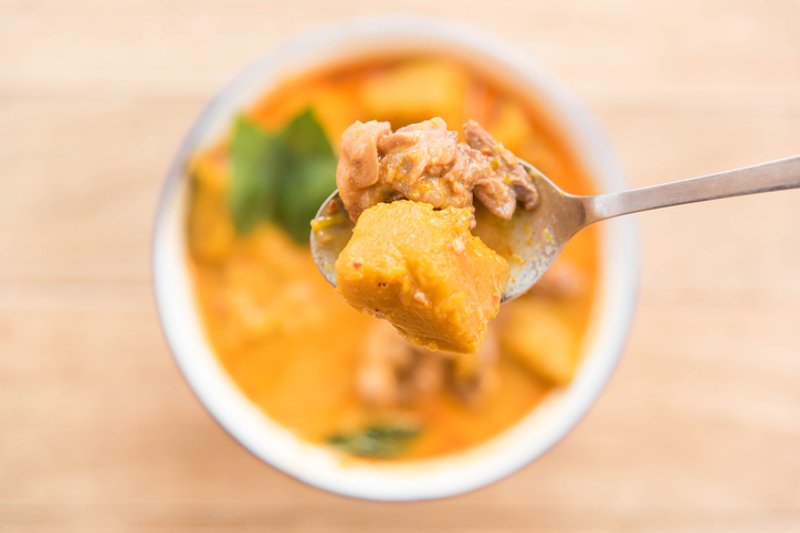 chicken curry with coconut milk and pumpkin,Thai style food