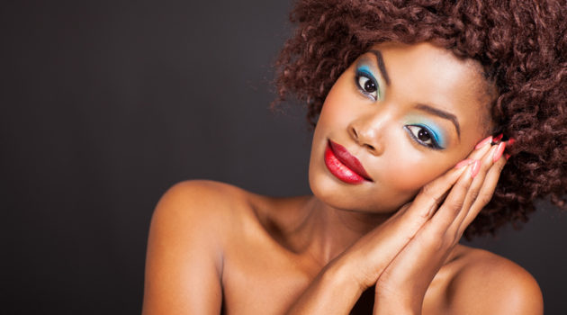African American woman wearing makeup