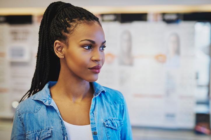 African American woman with braids in office