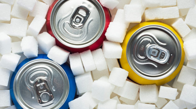 cans of soda and sugar cubes