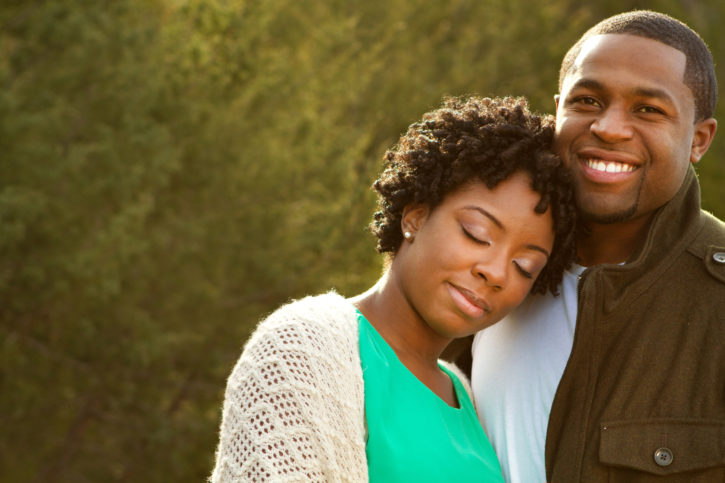 Happy African American couple outside