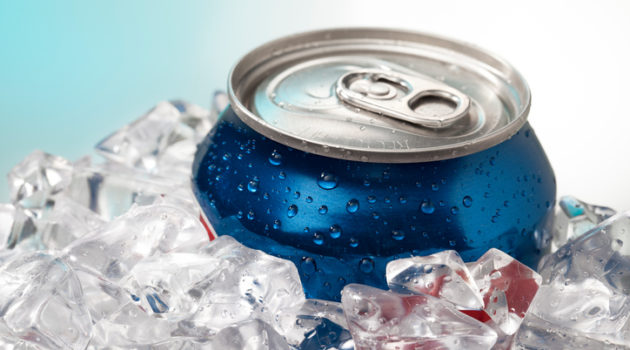 can of soda on ice