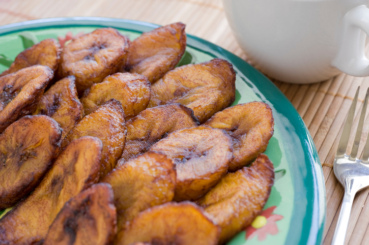 Ripe fried plantains. Common in Puerto Rico and other parts of the Caribbean. If you need a recipe to print, use the one below:
