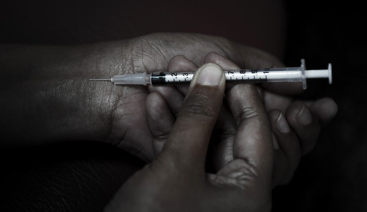 drug addict needle