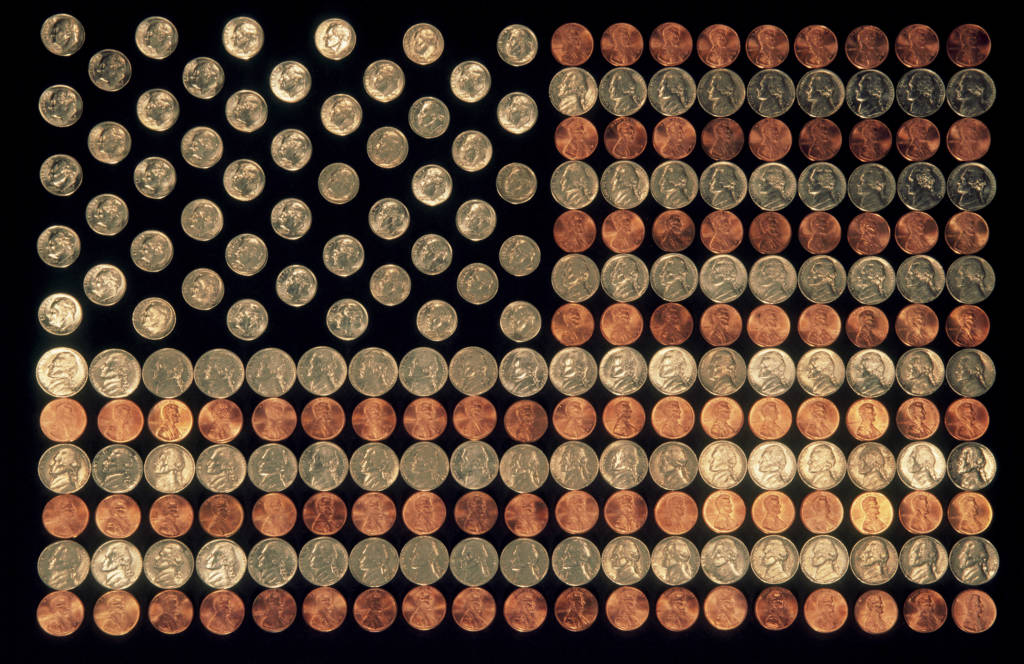 Coins Forming US Flag