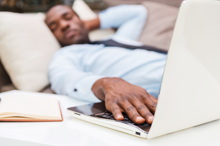 African American man on computer