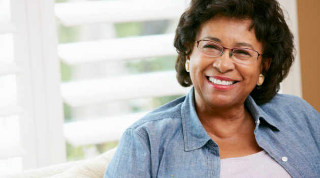 African American senior woman happy smiling