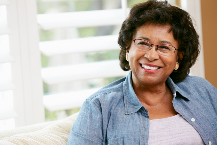 African American senior woman happy smiling