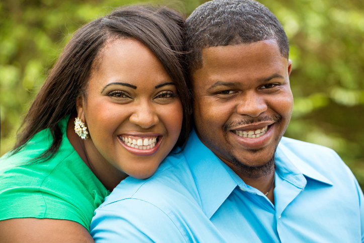 African American couple happy overweight
