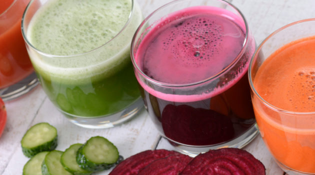 assorted fresh vegetable juices
