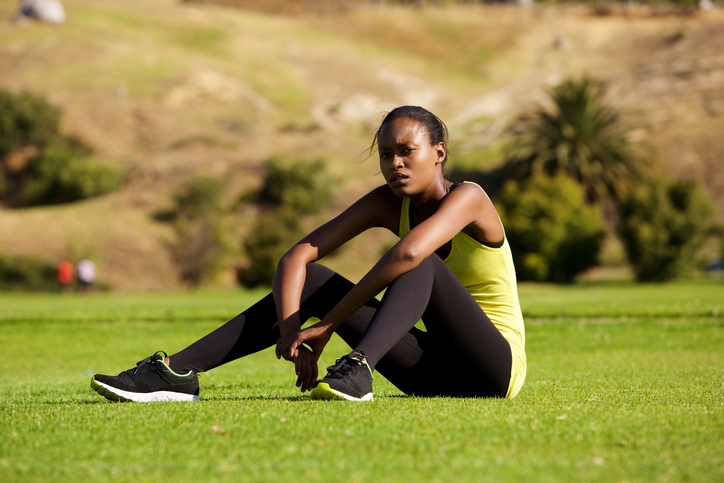 African American Woman relaxing from exercise